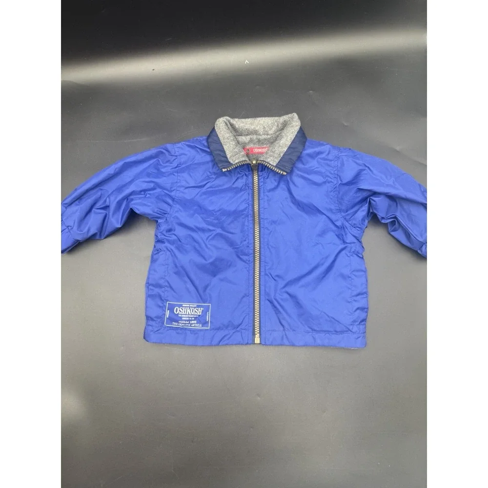 OshKosh B'Gosh Reversible Jacket Size 2t Blue Fleece Lined 90s Kids Coat Vintage